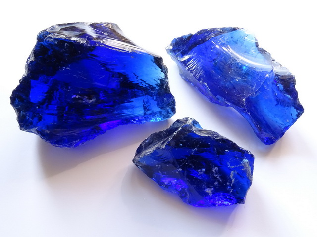 Three pieces of cobalt blue Glass Chunks | rocks